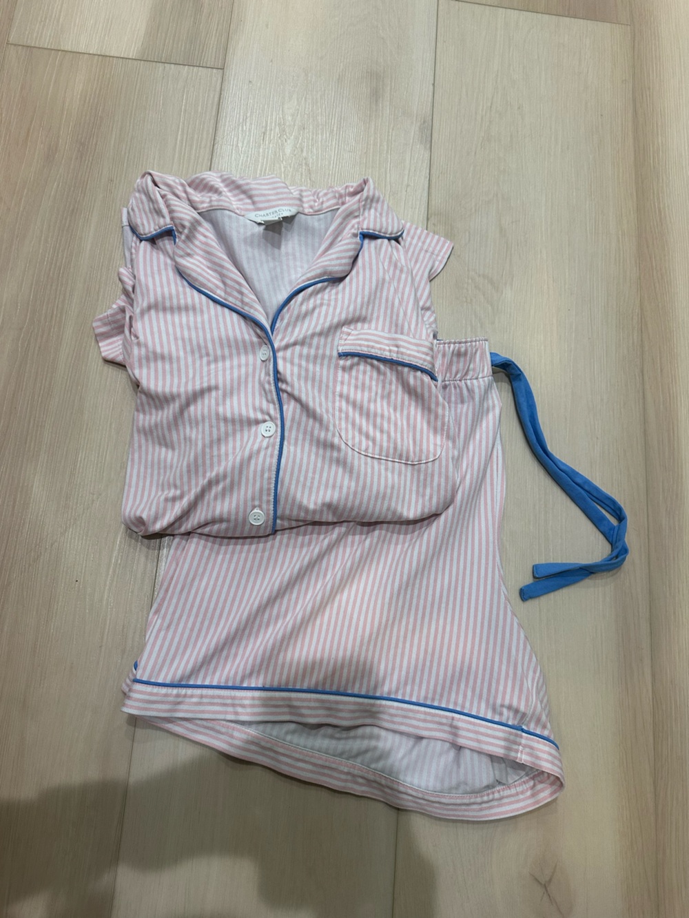 Charter Club Pink & White Striped Pajama Set - Size XL